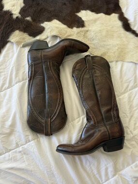 Lucchese Brown Leather Western Cowboy Boots